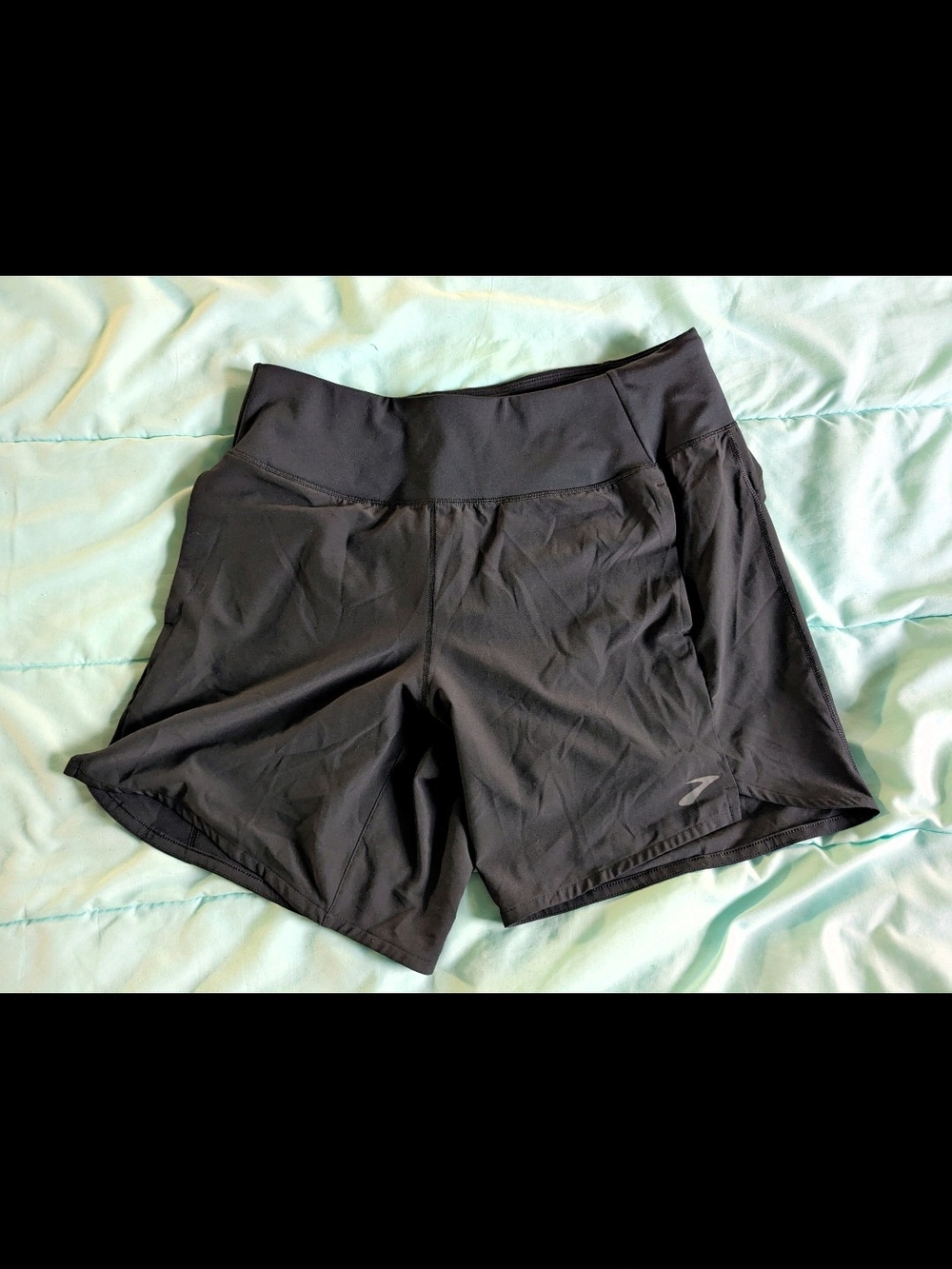 Brooks Black Athletic Running Shorts with Wide Waistband
